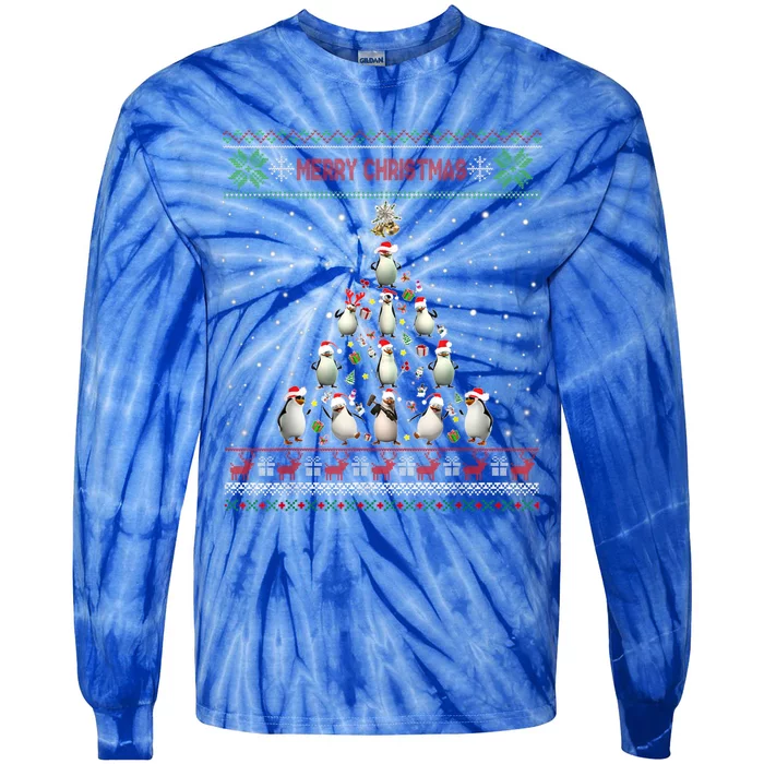 Cute Penguin Xmas Tree Ugly Christmas Funny Gift Boys Girls Great Gift Tie-Dye Long Sleeve Shirt