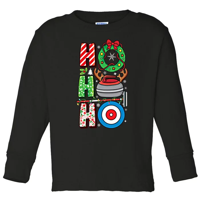 Curling Player Xmas Curling Broom Curler Christmas Curling Funny Gift Toddler Long Sleeve Shirt