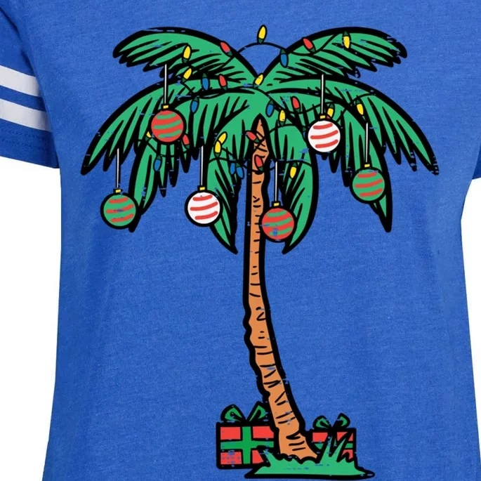 Christmas Palm Xmas Tree Tropical Beach Hawaii Cool Gift Enza Ladies Jersey Football T-Shirt