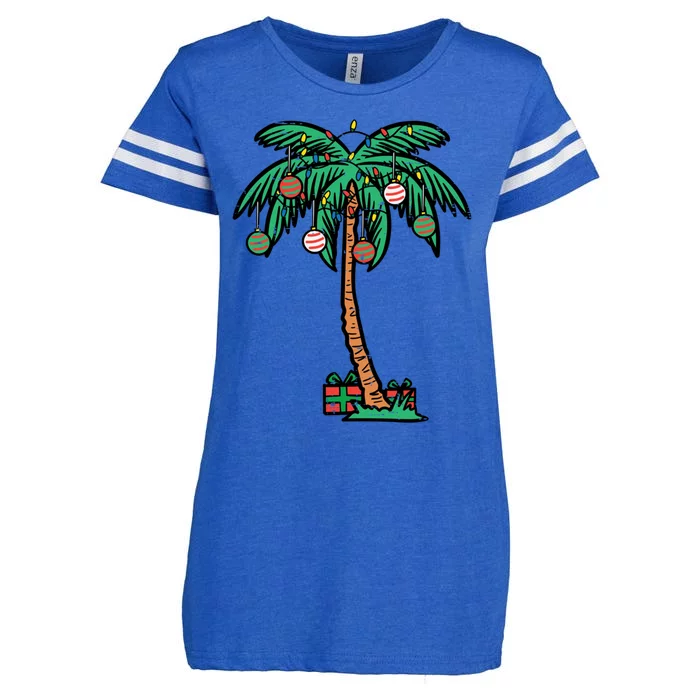 Christmas Palm Xmas Tree Tropical Beach Hawaii Cool Gift Enza Ladies Jersey Football T-Shirt