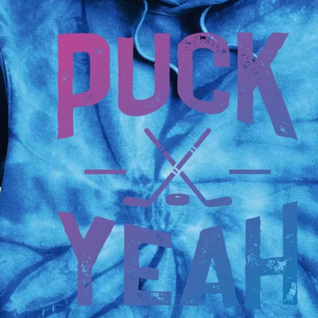 Cool Puck Yeah Design For Ice Hockey Player Gift Tie Dye Hoodie