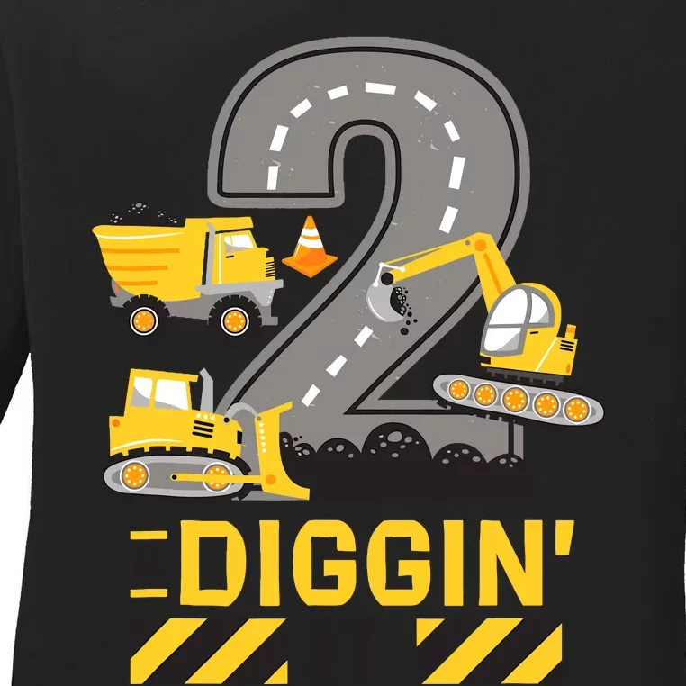 Construction Party Zone Second Birthday 2 And Diggin’ It Ladies Long Sleeve Shirt