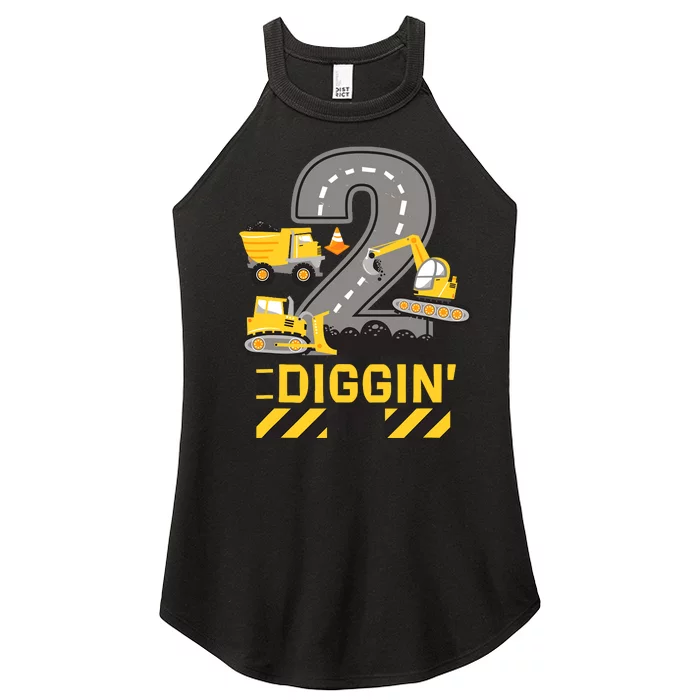 Construction Party Zone Second Birthday 2 And Diggin’ It Women’s Perfect Tri Rocker Tank