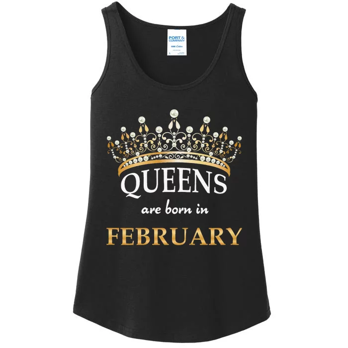 Cute Queens Are Born In February Birthday Wo Gift Ladies Essential Tank