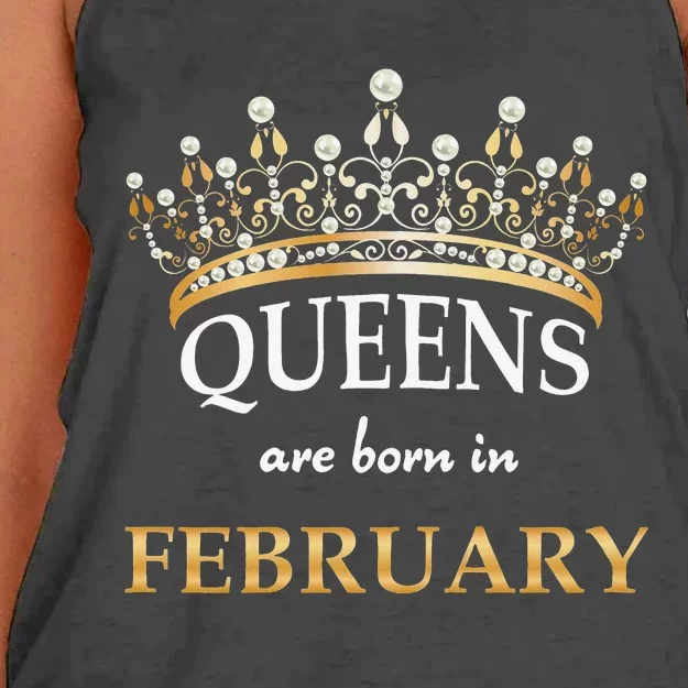 Cute Queens Are Born In February Birthday Wo Gift Women's Knotted Racerback Tank