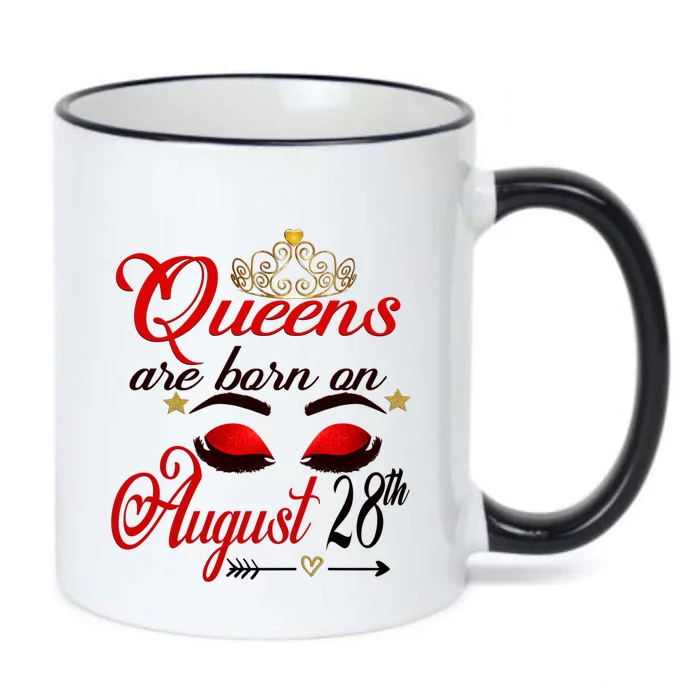 Cute Queens Are Born On August 28th Virgo Birthday Gift Black Color Changing Mug