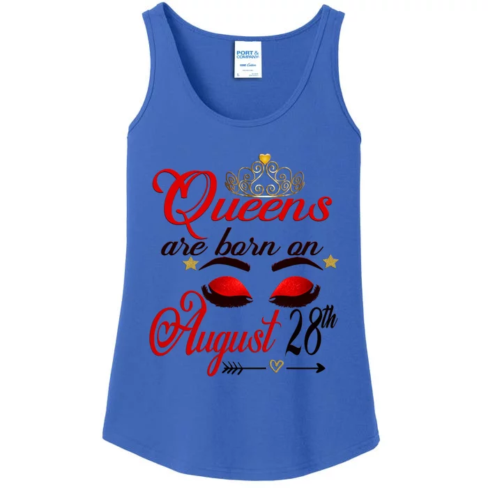 Cute Queens Are Born On August 28th Virgo Birthday Gift Ladies Essential Tank