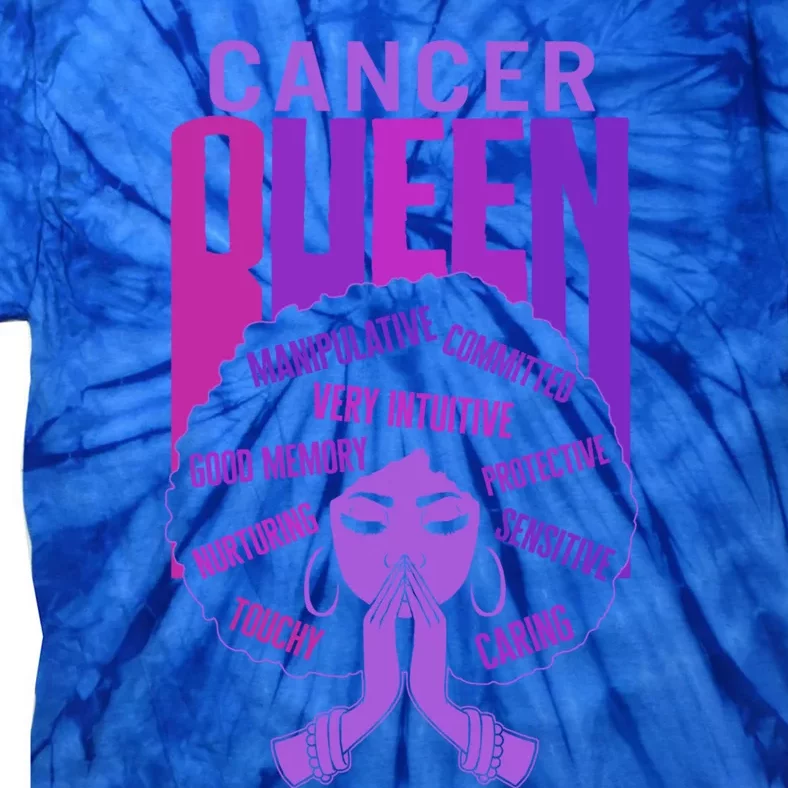 Cancer Queen African American Purple Horoscope Facts Gift Tie-Dye T-Shirt