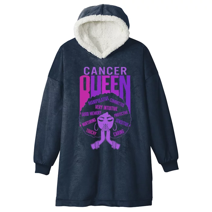 Cancer Queen African American Purple Horoscope Facts Gift Hooded Wearable Blanket