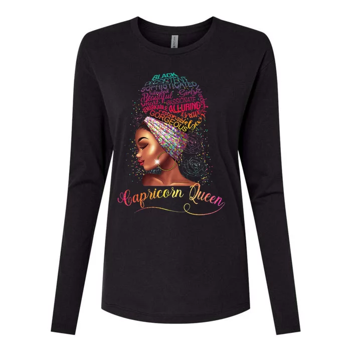 Capricorn Queen Afro Wo January December Melanin Birthday Womens Cotton Relaxed Long Sleeve T-Shirt