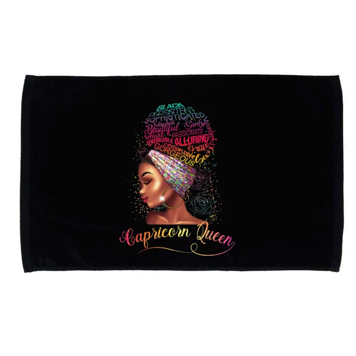 Capricorn Queen Afro Wo January December Melanin Birthday Microfiber Hand Towel