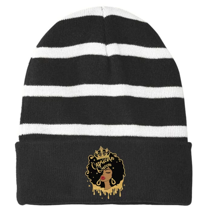 capricorn queen birthday for  capricorn zodiac Striped Beanie with Solid Band