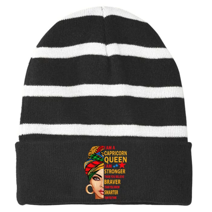 capricorn queen birthday for wo capricorn zodiac Striped Beanie with Solid Band