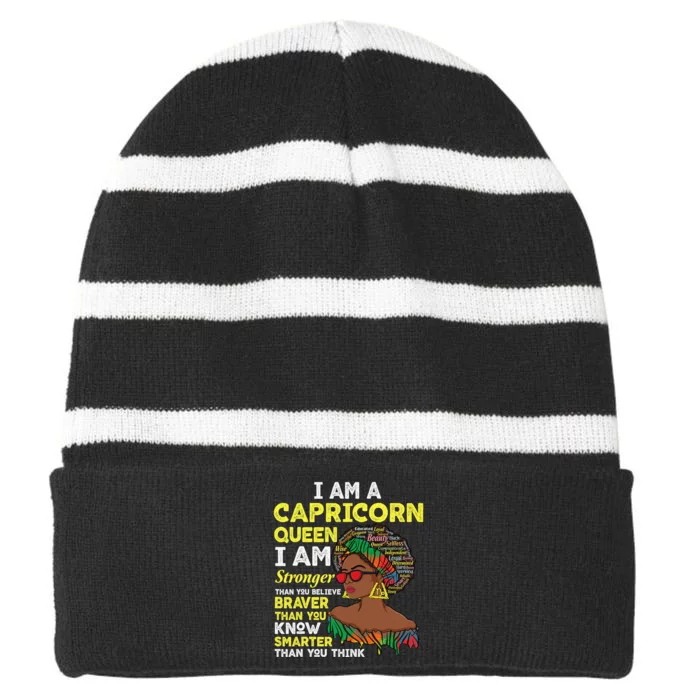 capricorn queen birthday for  capricorn zodiac Striped Beanie with Solid Band