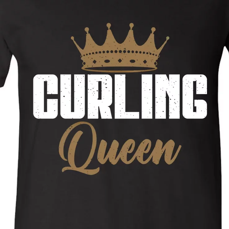 Curling Queen Curling Gift V-Neck T-Shirt