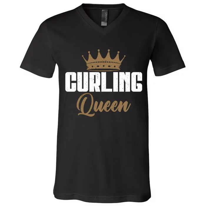 Curling Queen Curling Gift V-Neck T-Shirt