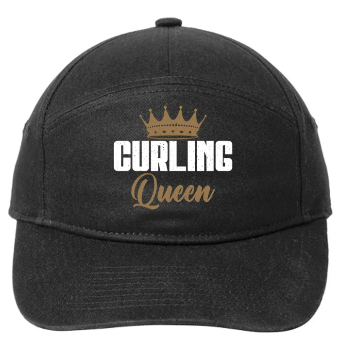 Curling Queen Curling Gift 7-Panel Snapback Hat