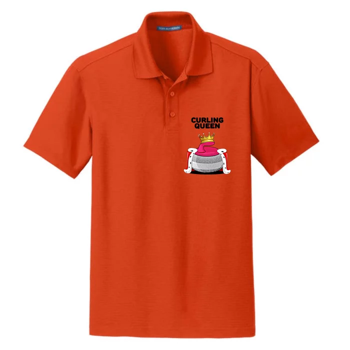 Curling Queen Curling Team Player Curling Great Gift Dry Zone Grid Performance Polo