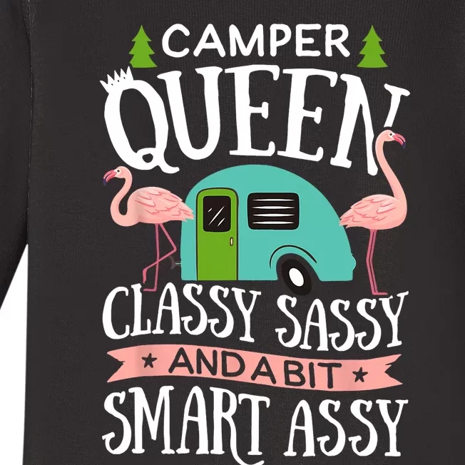 Camper Queen Classy Sassy Smart Funny Women Girls Camping RV Baby Long Sleeve Bodysuit