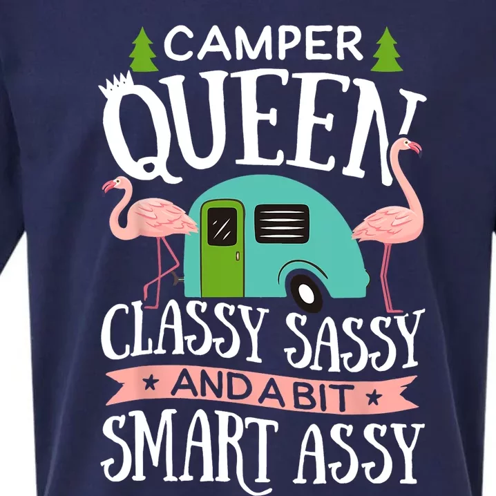 Camper Queen Classy Sassy Smart Funny Women Girls Camping RV Sueded Cloud Jersey T-Shirt