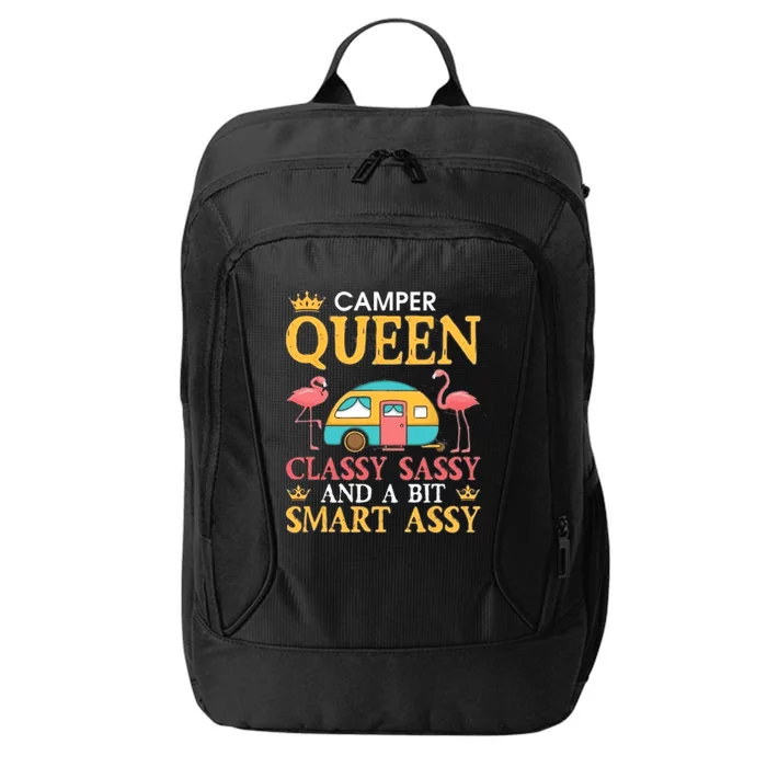 Camper Queen Classy Sassy Smart Funny Women Girls Camping RV City Backpack