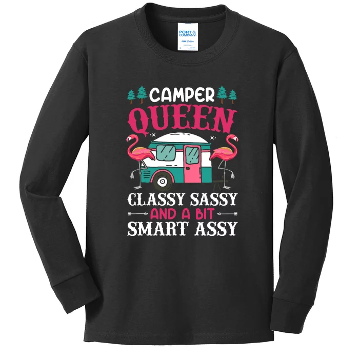 Camper Queen Classy Sassy Smart Funny Women Camping RV Kids Long Sleeve Shirt