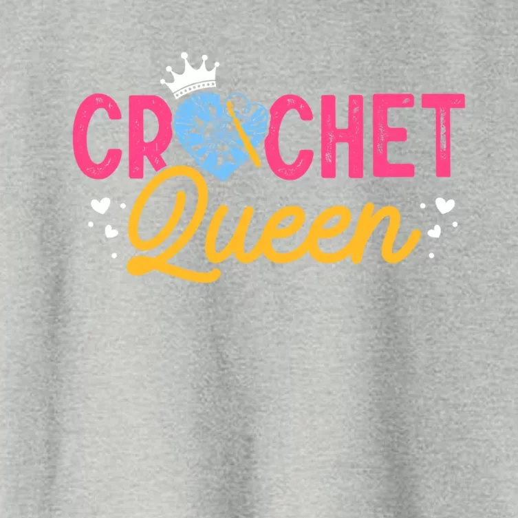 Crochet Queen Crocheting Knitting Crochet Lovers Knitters Funny Gift Women's Crop Top Tee