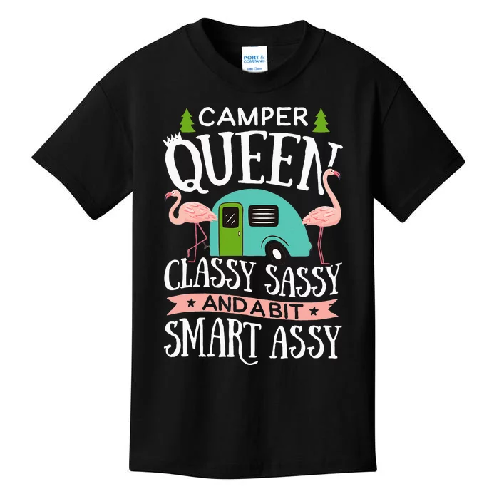 Camper Queen Classy Sassy Smart Funny Women Camping RV Kids T-Shirt