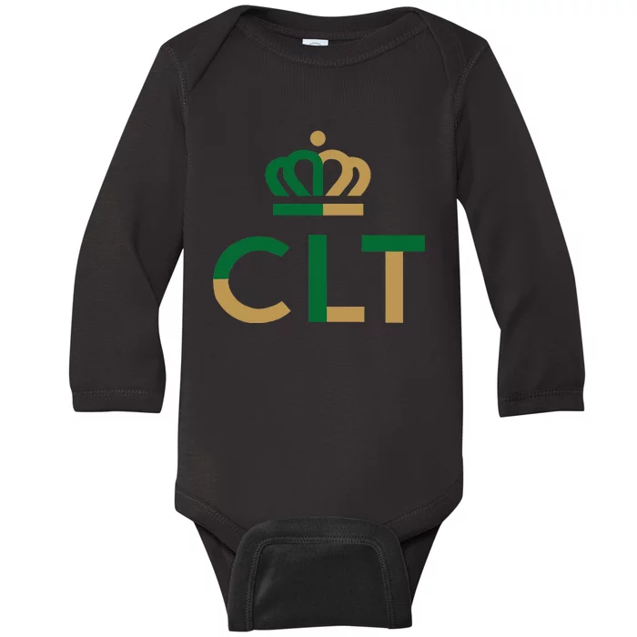 Charlotte Queen City Clt North Carolina Queen Crown Baby Long Sleeve Bodysuit