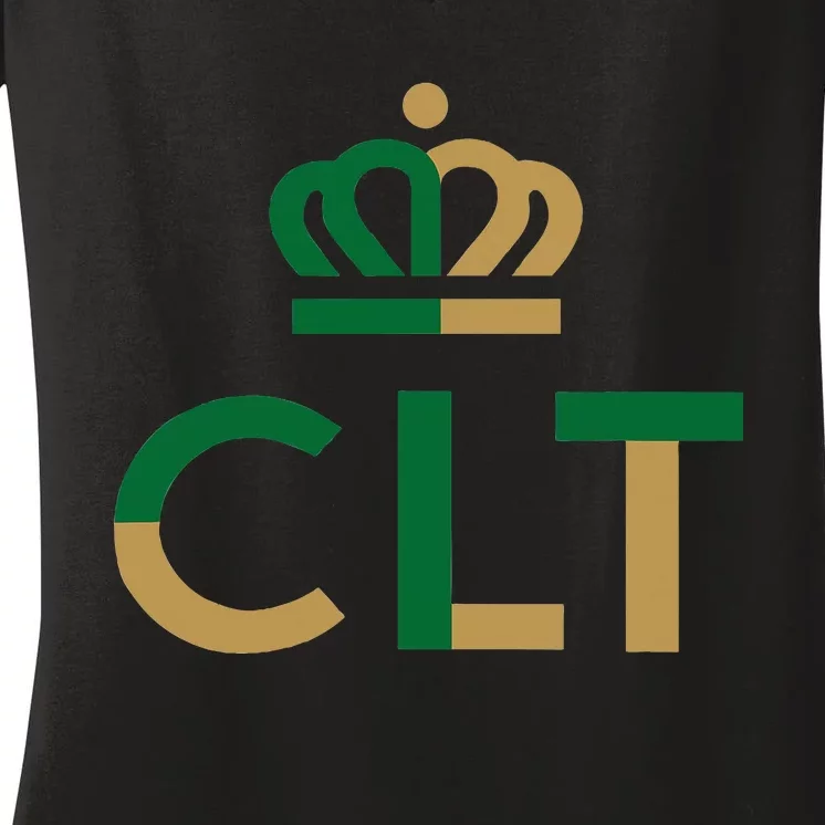 Charlotte Queen City Clt North Carolina Queen Crown Women's V-Neck T-Shirt