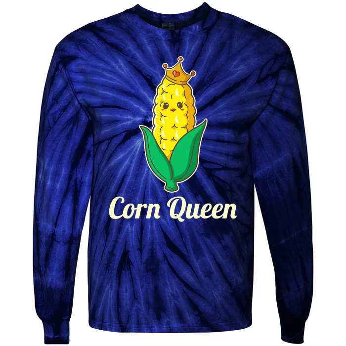 Corn Queen Cute Sweet Corn Design Tie-Dye Long Sleeve Shirt