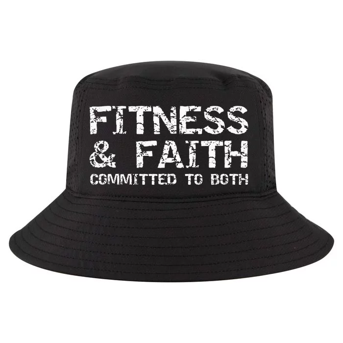 Christian Quote For Men Fitness & Faith Committed To Both Cool Comfort Performance Bucket Hat