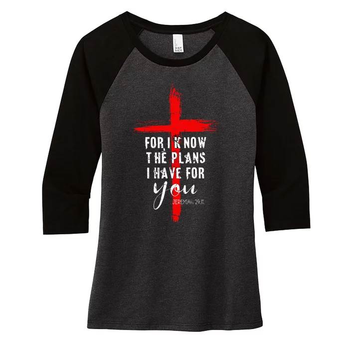 Christian Quote Faith Jeremiah 29.11 Women's Tri-Blend 3/4-Sleeve Raglan Shirt