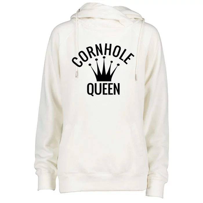 Cornhole Queen Gift Cornhole Champion Crown Funny Gift Womens Funnel Neck Pullover Hood