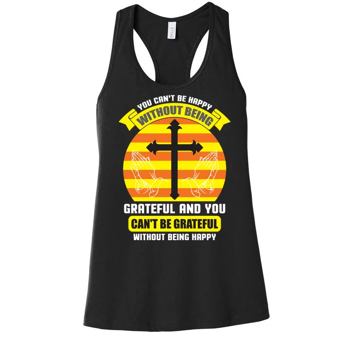 Christian Quote Grateful Women's Racerback Tank