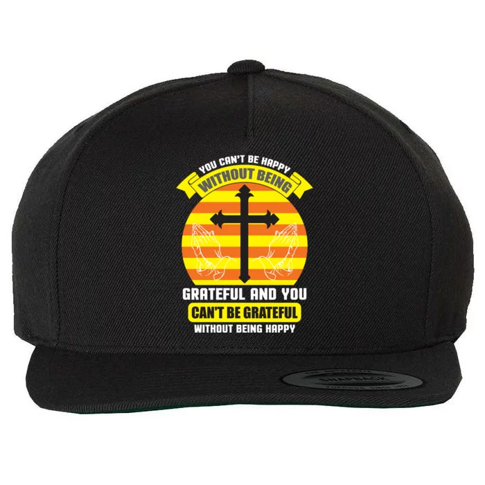 Christian Quote Grateful Wool Snapback Cap