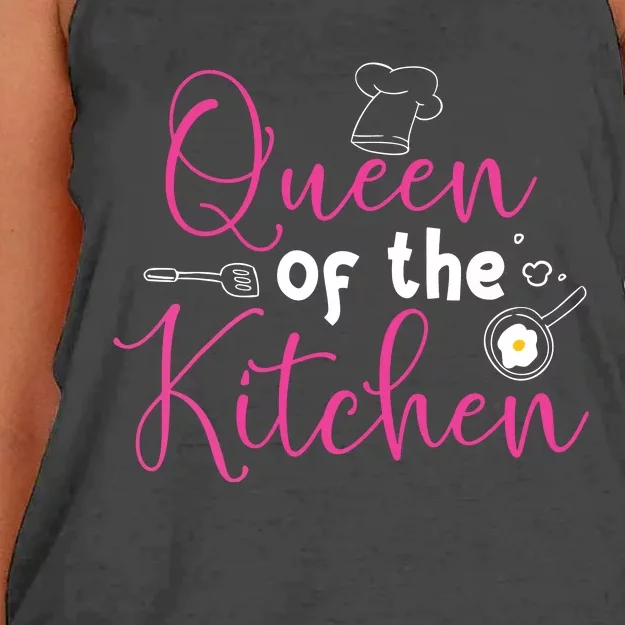 Cooking Queen Kitchen Funny Gift For Chef Culinary Student Women's Knotted Racerback Tank