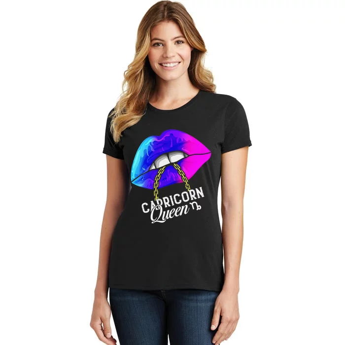 Capricorn Queen Lips Zodiac Astrology Horoscope Women's T-Shirt