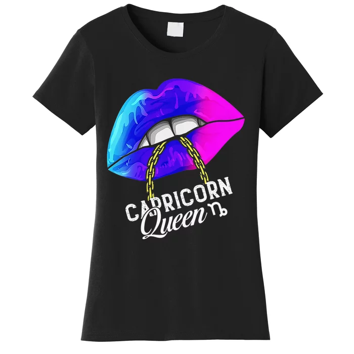 Capricorn Queen Lips Zodiac Astrology Horoscope Women's T-Shirt