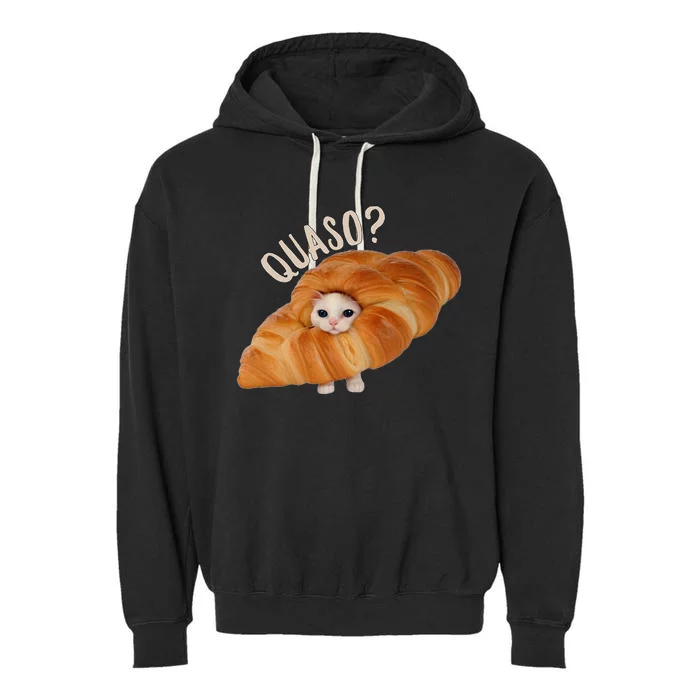 Croissant Quasocat Meme For Women Vintage Croissant Cat Meme Garment-Dyed Fleece Hoodie