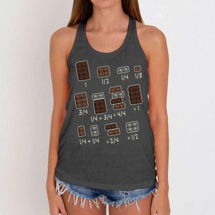 Chocolate Quick Maths Fraction Fractions Dear Math Teachers Women's Knotted Racerback Tank