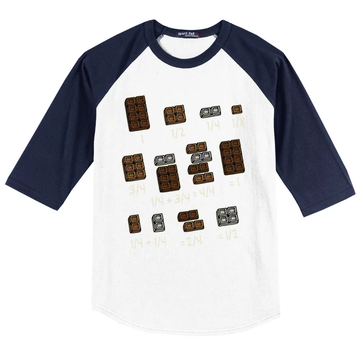 Chocolate Quick Maths Fraction Fractions Dear Math Teachers Baseball Sleeve Shirt