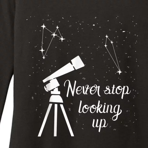 Constellation Quote Never Stop Looking Up Astronomer Womens CVC Long Sleeve Shirt