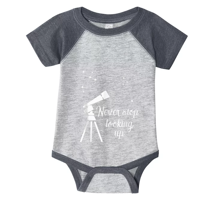 Constellation Quote Never Stop Looking Up Astronomer Infant Baby Jersey Bodysuit