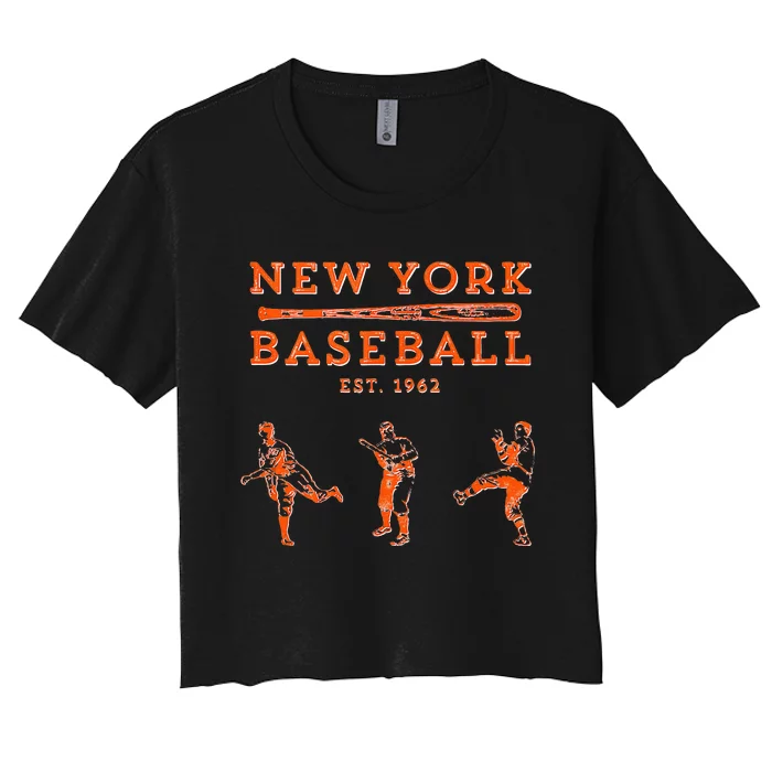 Classic Queens New York Baseball Team Fan Women's Crop Top Tee