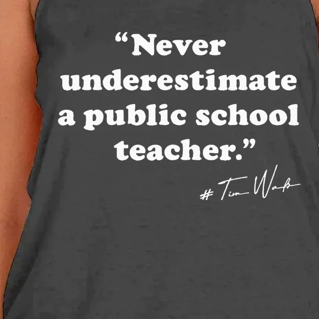 Coach Quote Never Underestimate A Public School Teacher Women's Knotted Racerback Tank