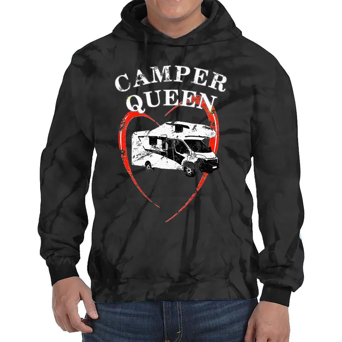 Camper Queen of Camping Motorhome Caravan Tie Dye Hoodie