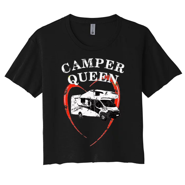 Camper Queen of Camping Motorhome Caravan Women's Crop Top Tee