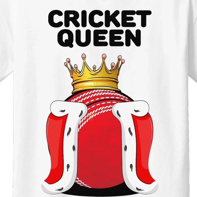 Cricket Queen Player Cricketer Pitch Bowler Coach Kids T-Shirt