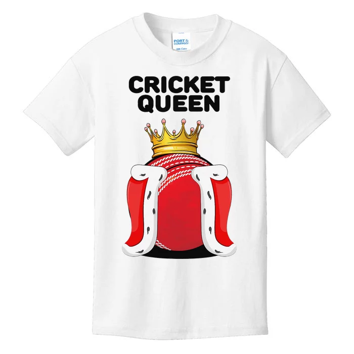 Cricket Queen Player Cricketer Pitch Bowler Coach Kids T-Shirt